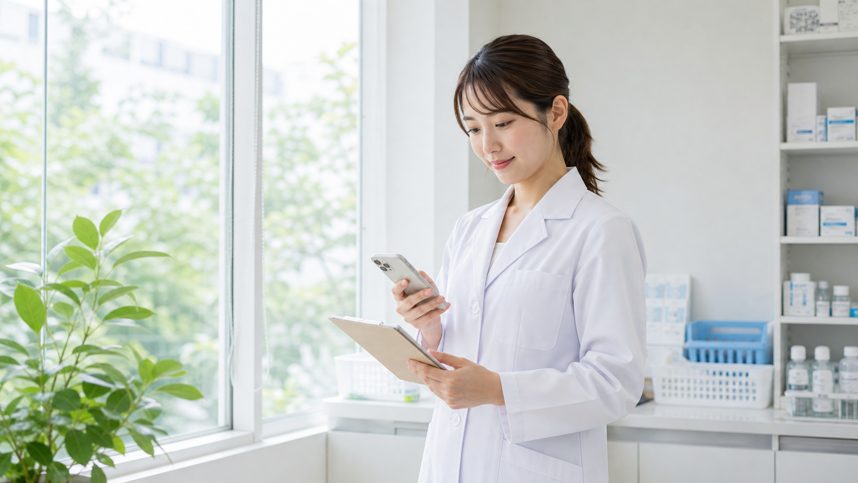 お仕事ラボの電話連絡を確認する薬剤師